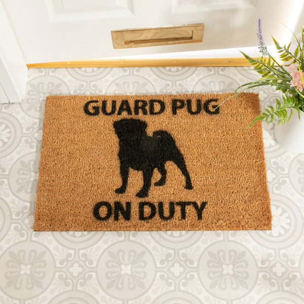 Guard Pug Coir Doormat In Your Dog House Gifts